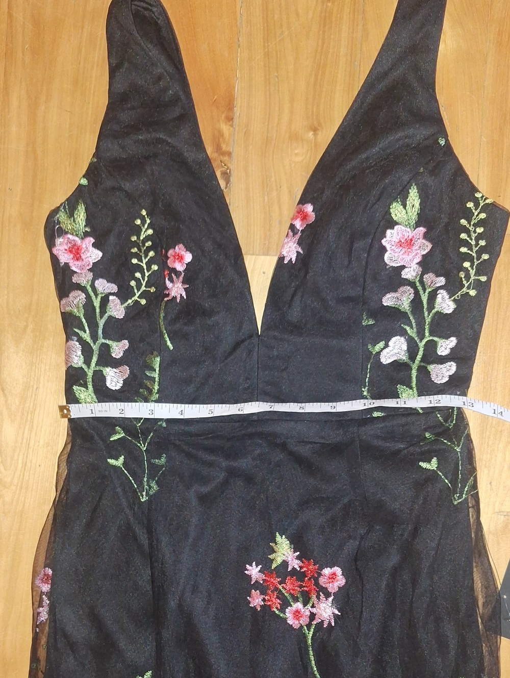 NWT Lulu'a Soiree Blossom Black Floral Embroidered Mermaid Maxi Dress Size Small - Picture 11 of 15